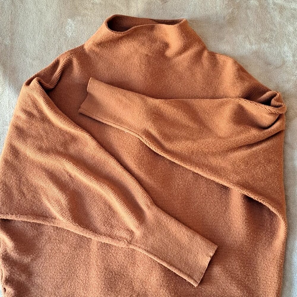 LARGE Burnt-orange batwing sweater popover